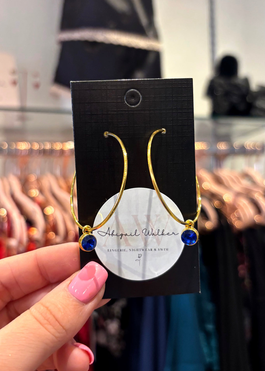 Cobalt Blue Jewel Hoop Earrings