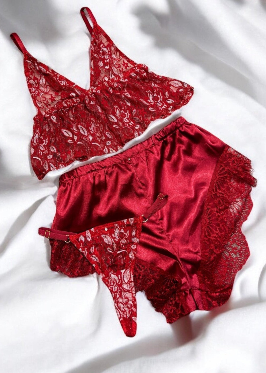 Ruby 3-Piece Lingerie & Shorts Set