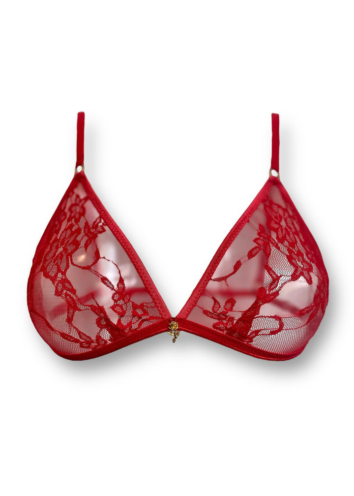 Handmade Red Lace Triangle Bra