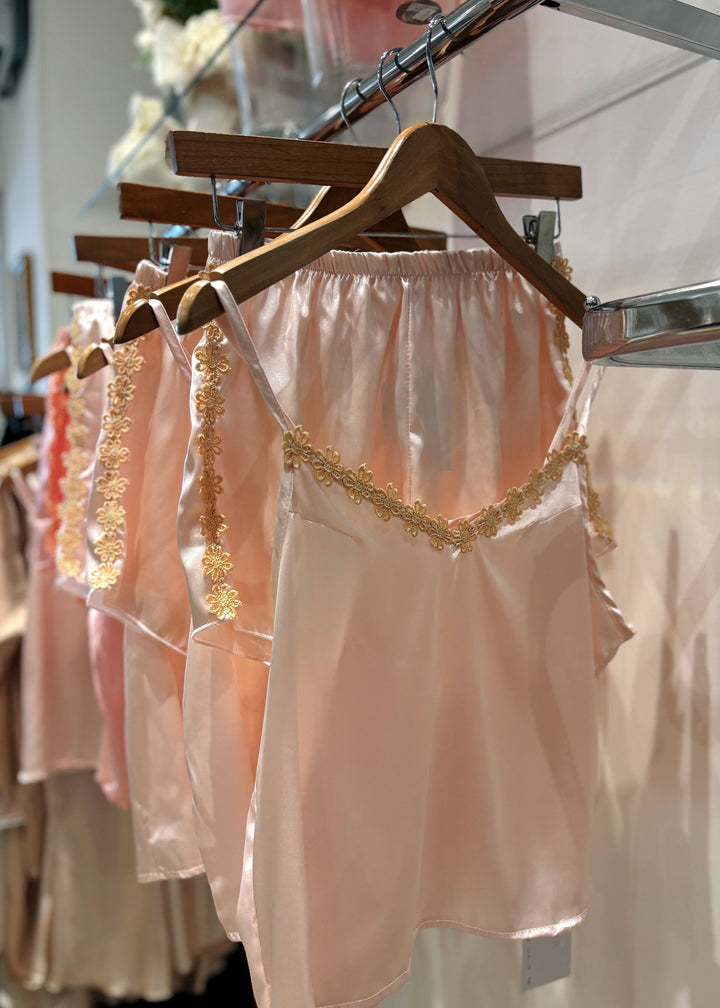 Satin 2-Piece Nightwear Set In Champagne
