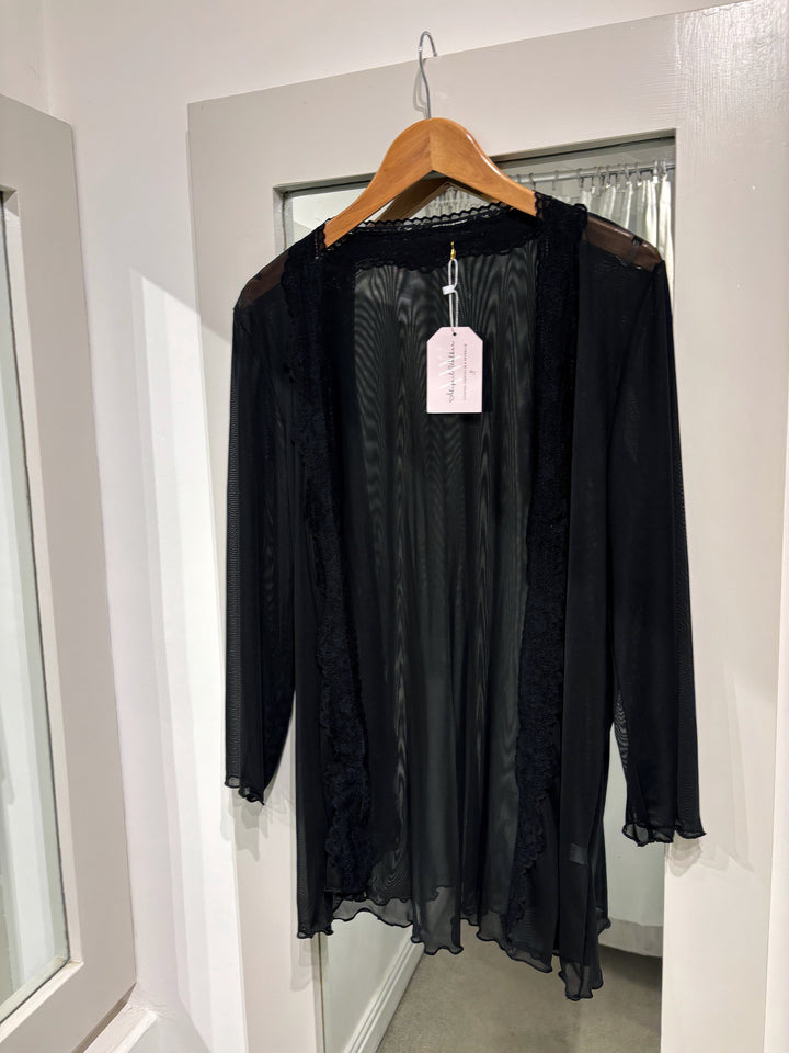 Timeless Mesh Robe With Lace Trim