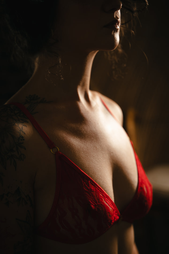 Red Rose Lace Lingerie Set