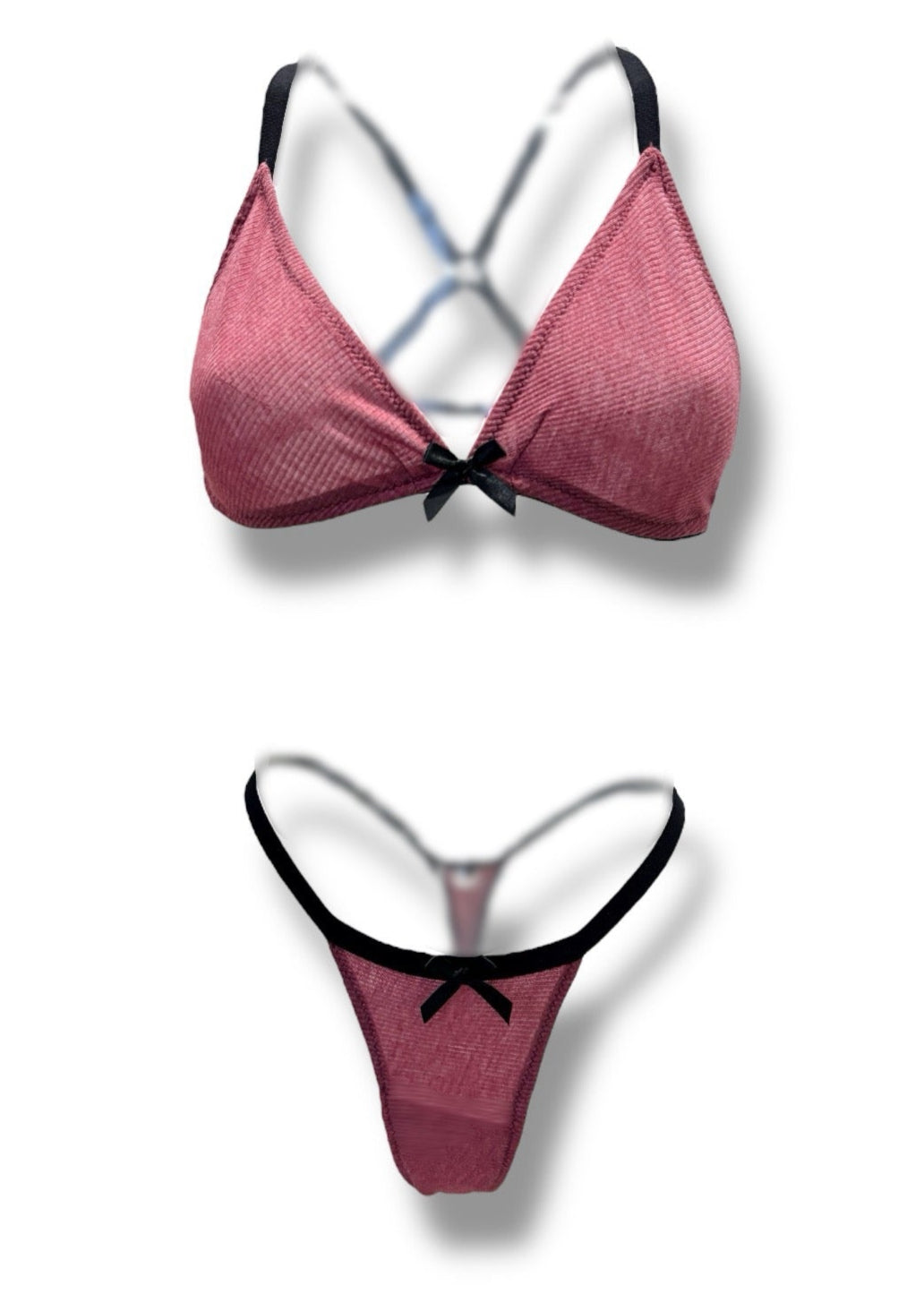 Dusky Pink Ribbed loungewear Lingerie Set