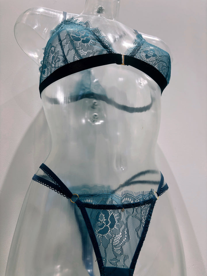 Aqua Lace Racerback Lingerie Set