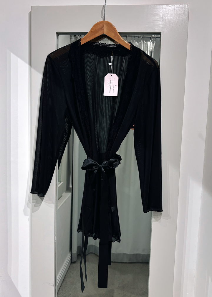 Timeless Mesh Robe With Lace Trim