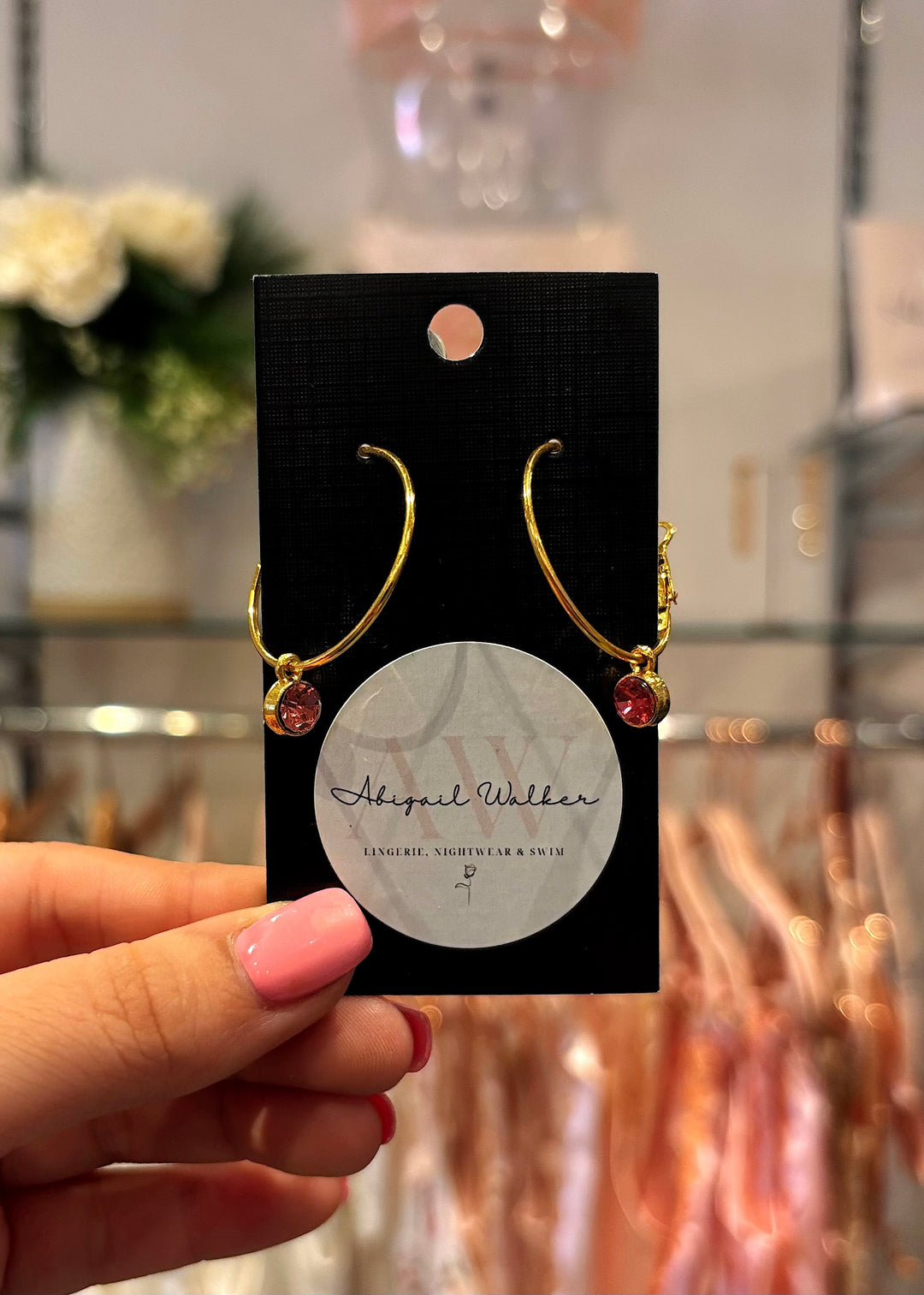 Mini Pink Jewel Hoop Earrings