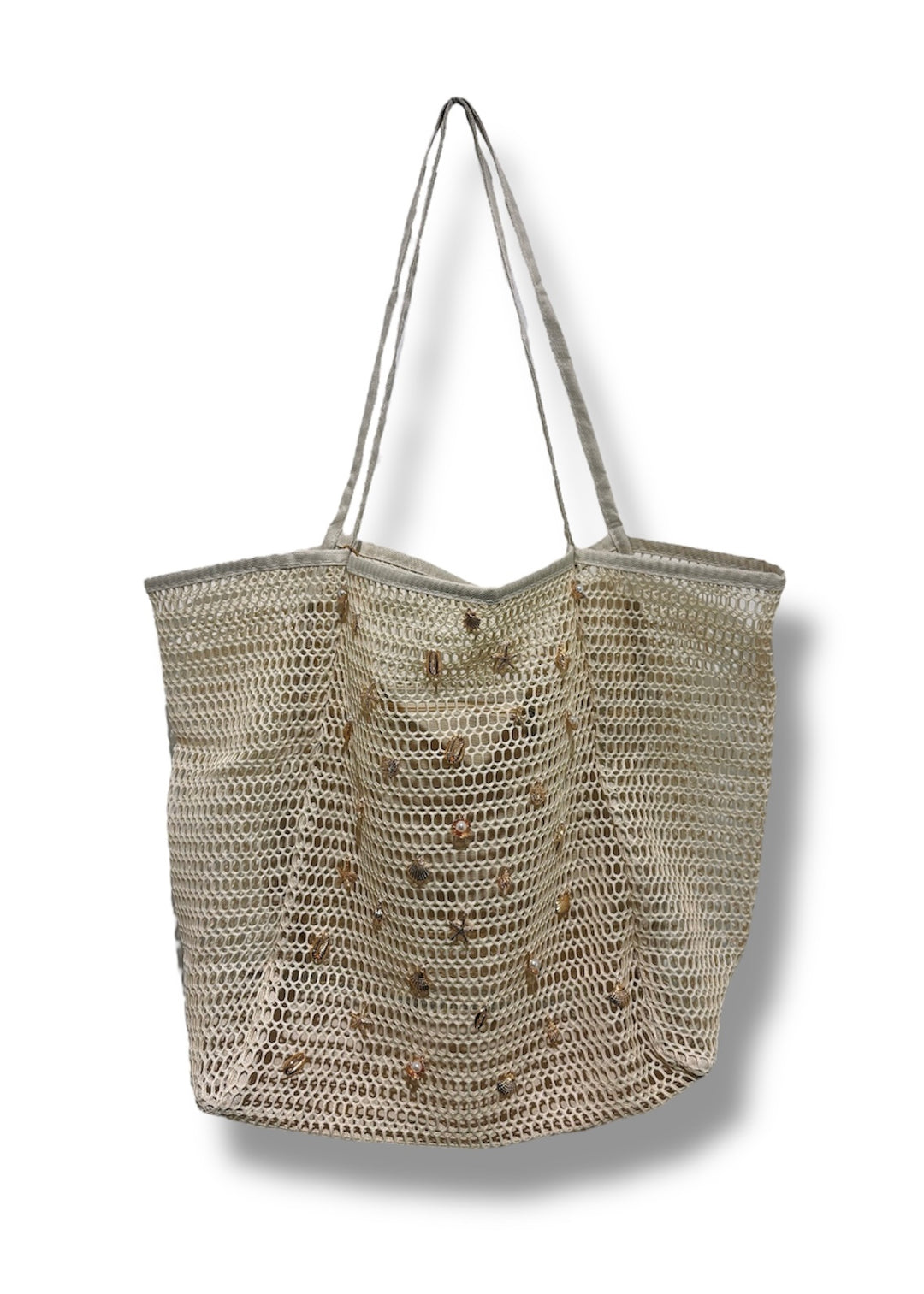 Sea Shell Net Beach Bag In Cream