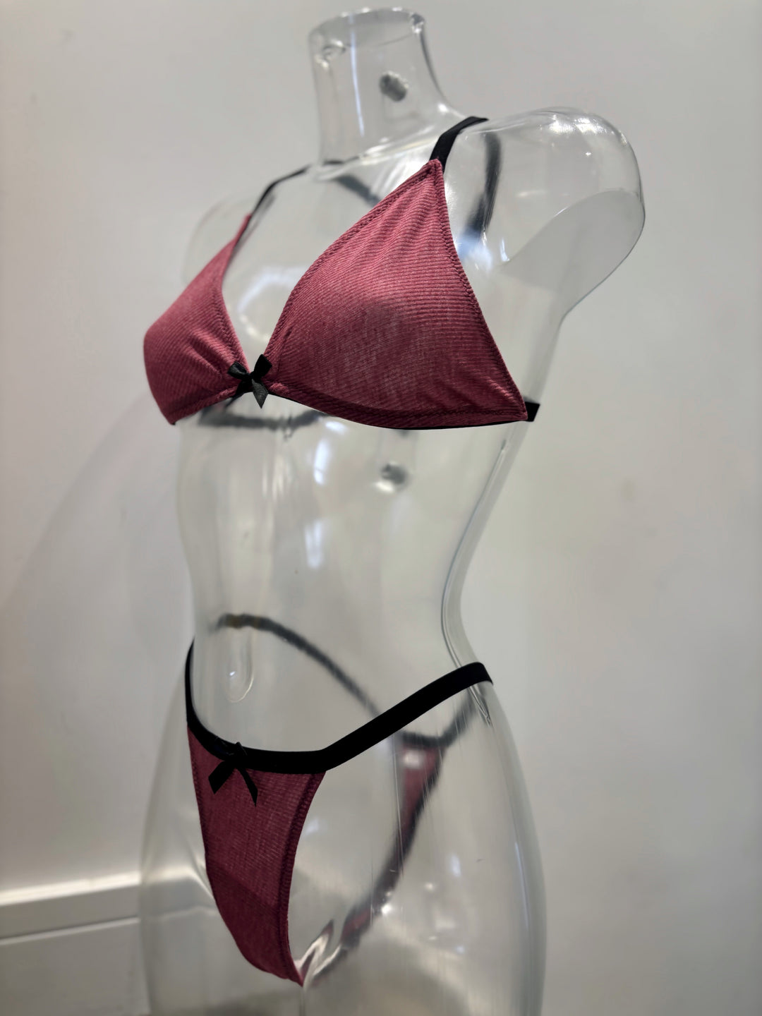 Dusky Pink Ribbed loungewear Lingerie Set