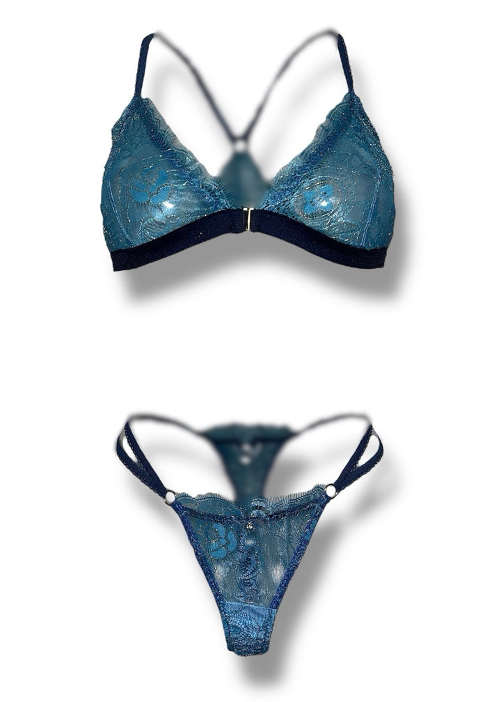 Aqua Lace Racerback Lingerie Set