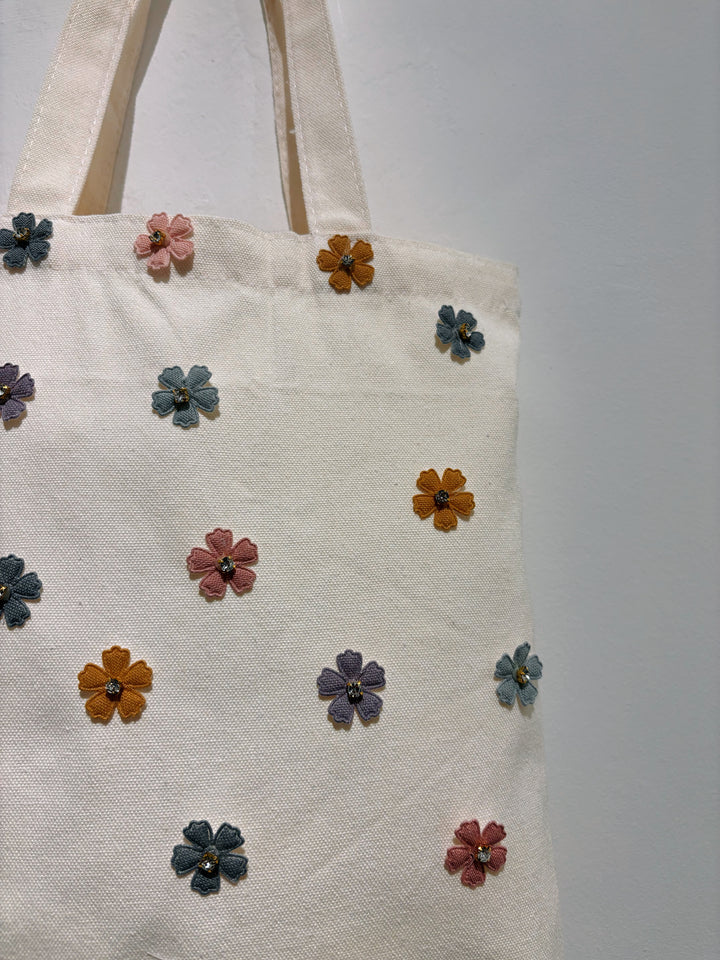 Embellished Flower Tote Bag