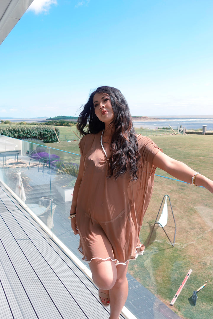 Brown Mesh Cover-Up