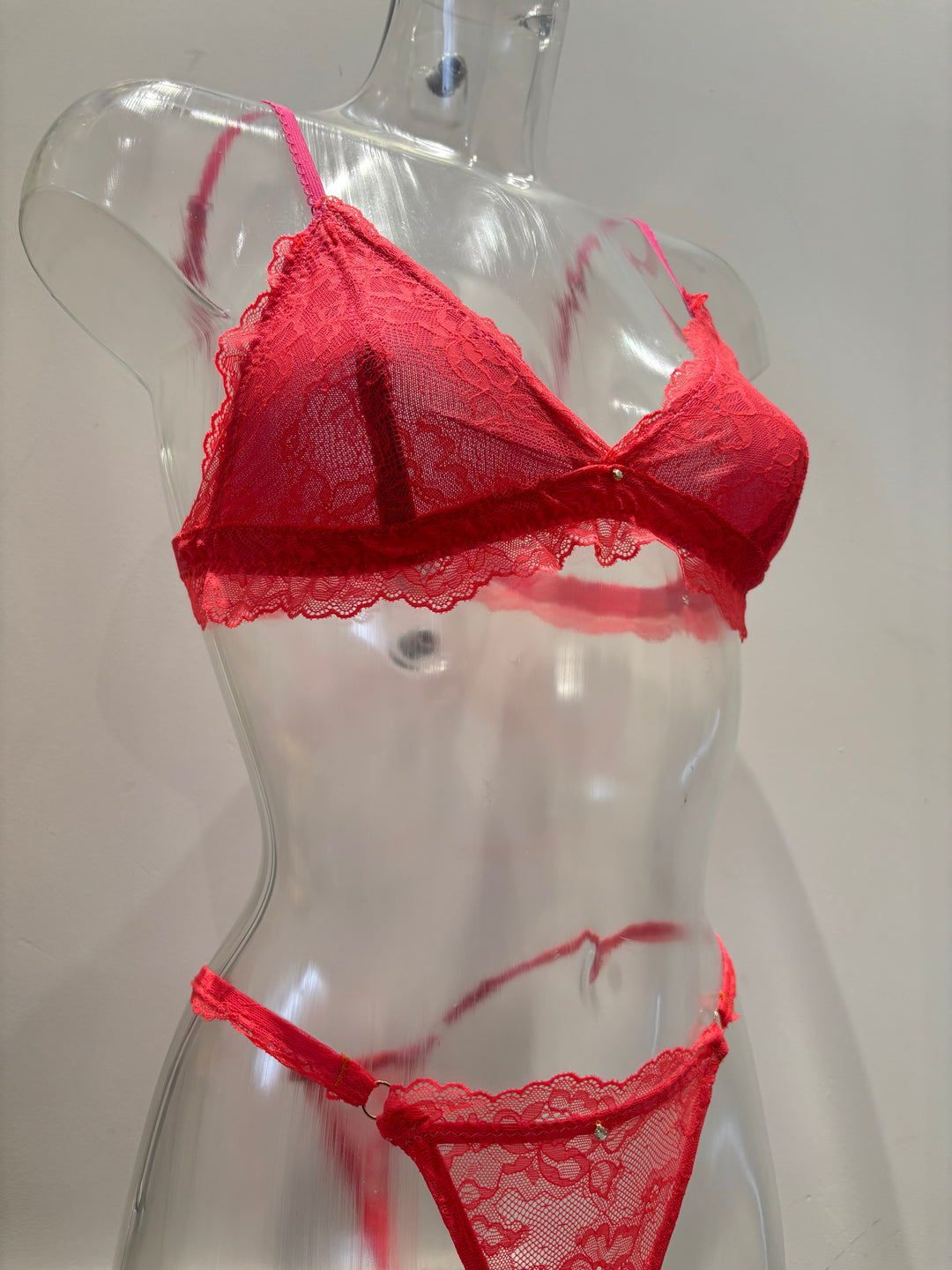 Theia Coral Lace Bralette Lingerie Set