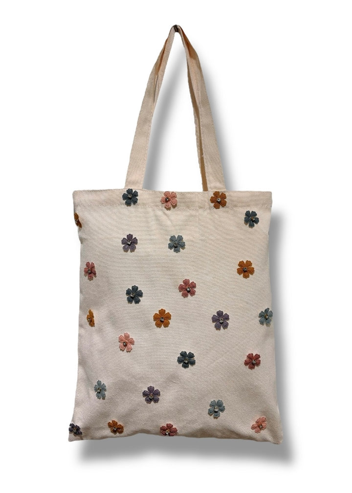 Embellished Flower Tote Bag