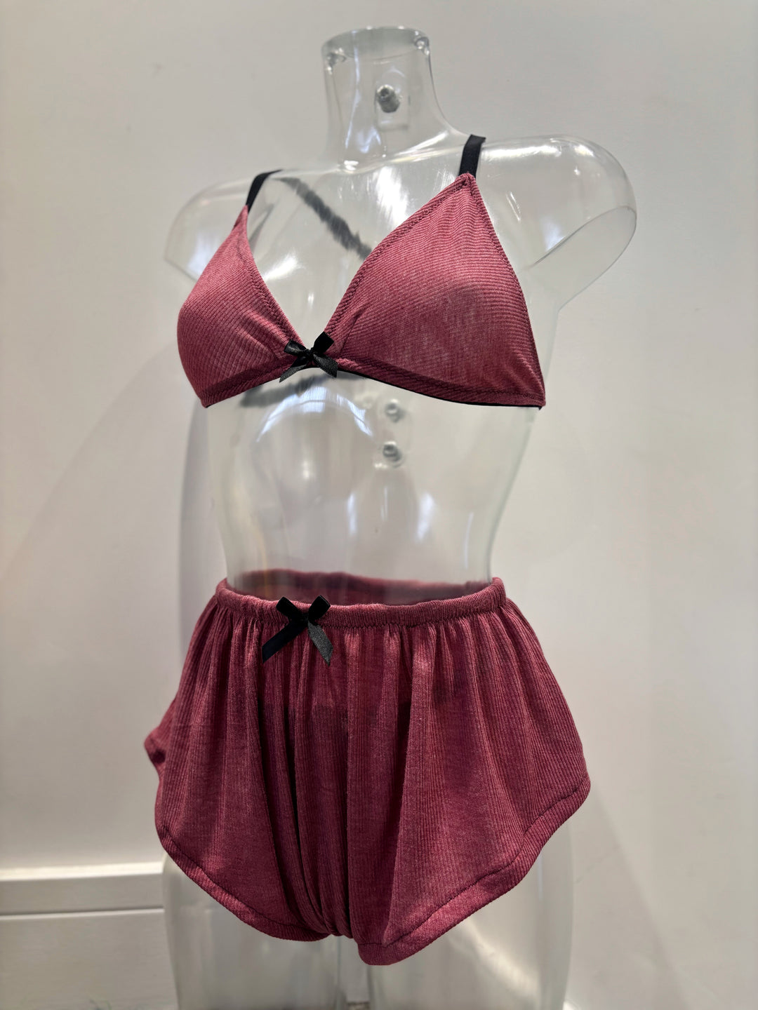 Dusky Pink Ribbed 2-Piece Loungewear Set