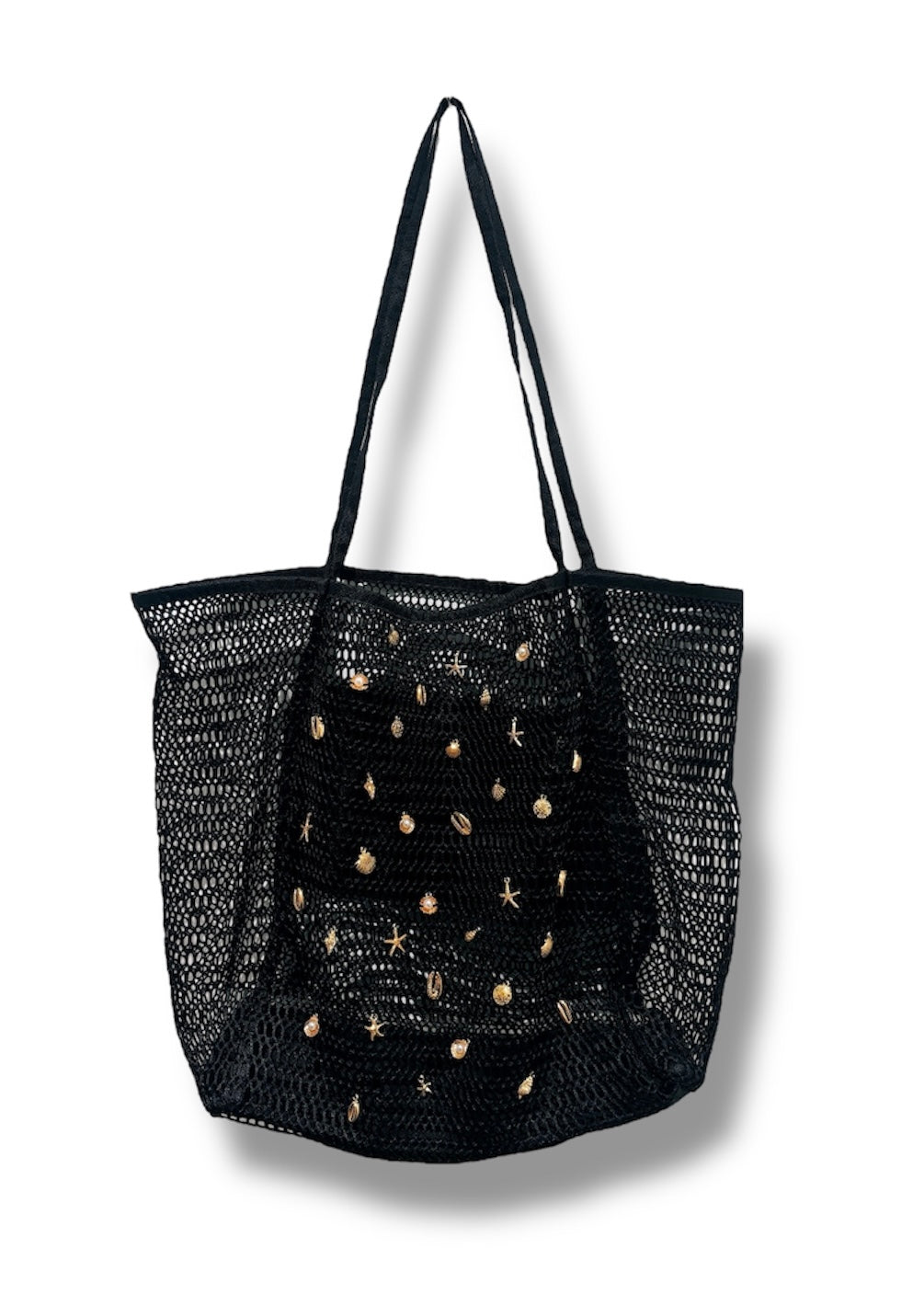 Sea Shell Net Beach Bag In Black