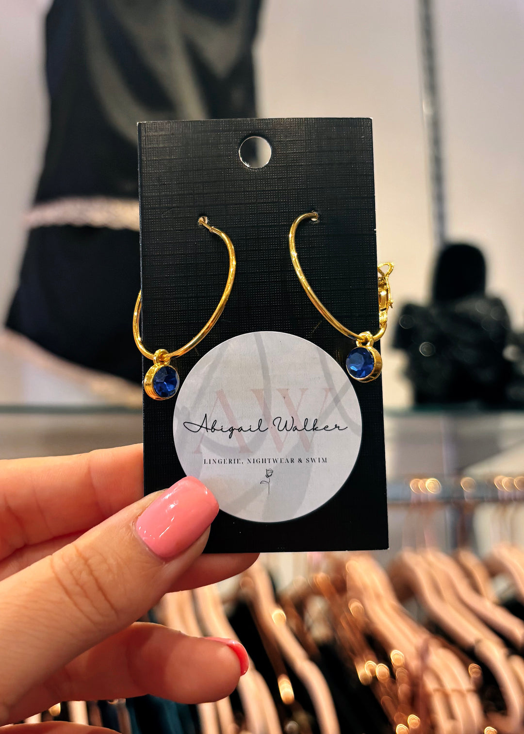 Mini Cobalt Blue Jewel Hoop Earrings