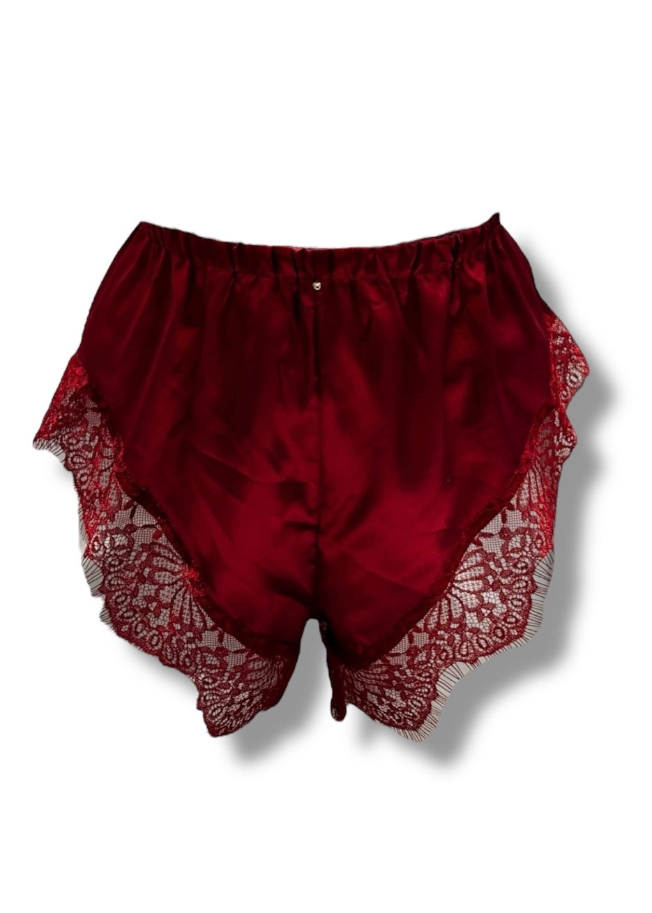 Burgundy Satin Shorts