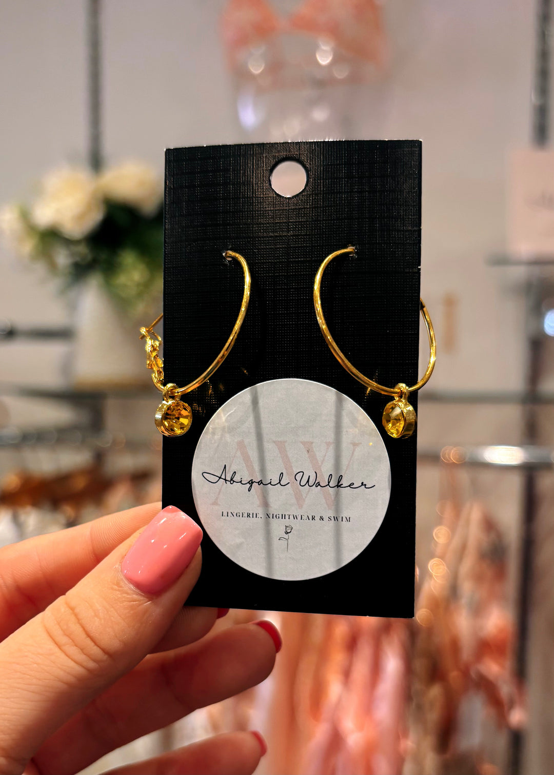 Mini Yellow Jewel Hoop Earrings
