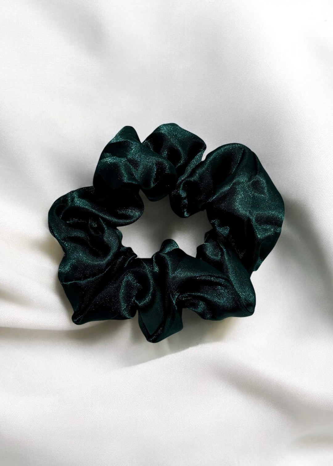 Green Satin Scrunchy