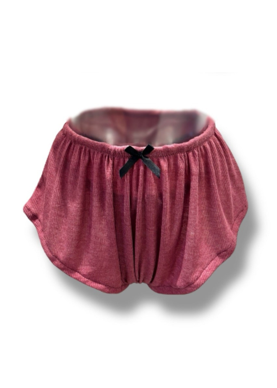 Dusky Pink Ribbed Nightwear Shorts