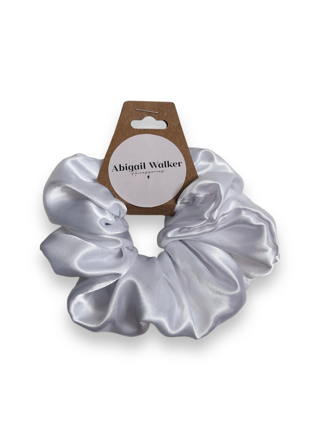 Handmade White Satin Scrunchy