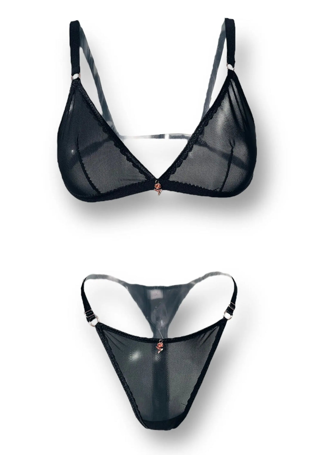 Black Mesh Triangle Lingerie Set