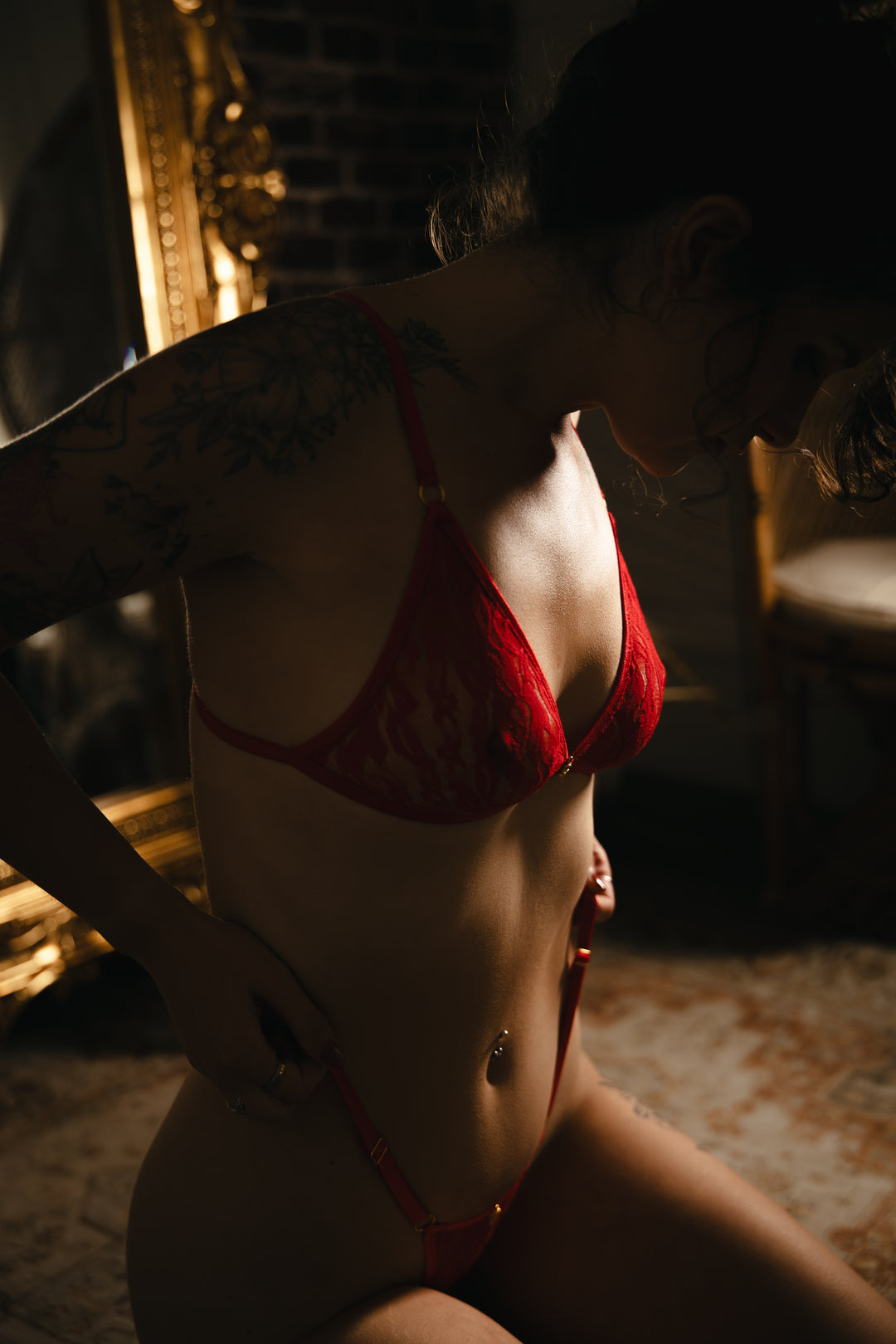 Red Rose Lace Lingerie Set