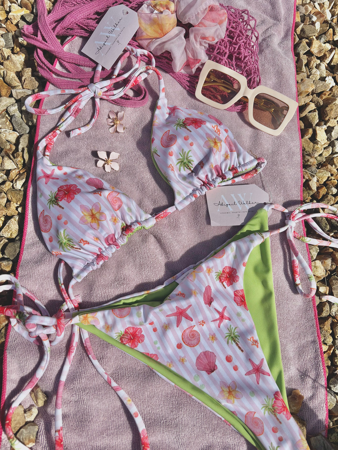 Recycled Fabric Beach Babe Triangle Bikini Set