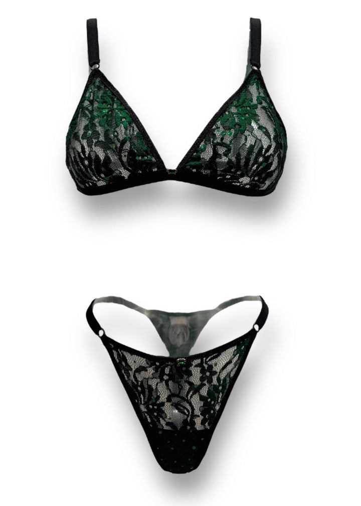 Aurora Green Lace Lingerie Set