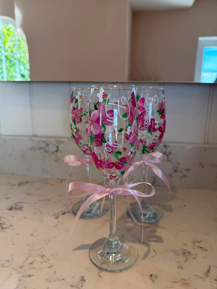 Hand Painted Wedding/ Bridal Glasses With Embellishment