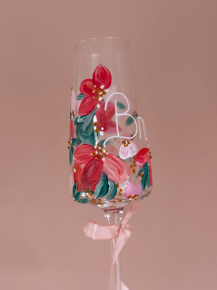 Premium Hand Painted Wedding/ Bridal Prosecco Glasses With Embellishment