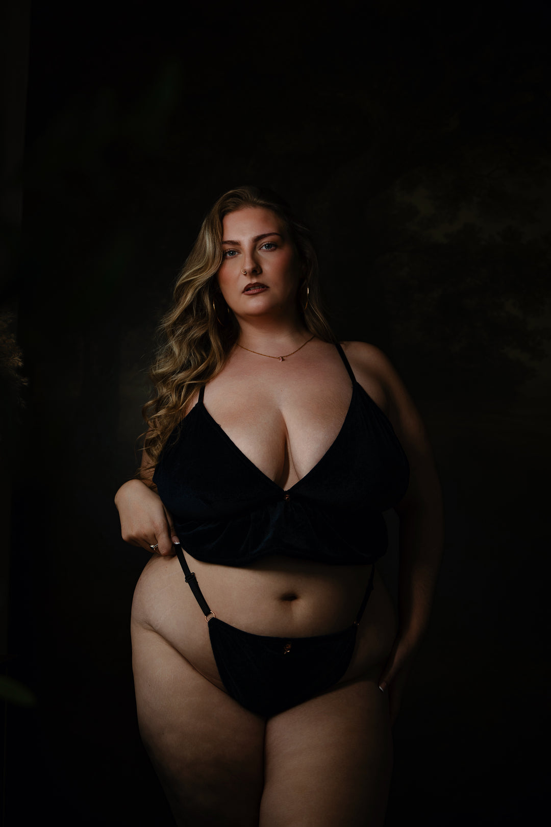 Midnight Muse Velvet Bralette Lingerie Set