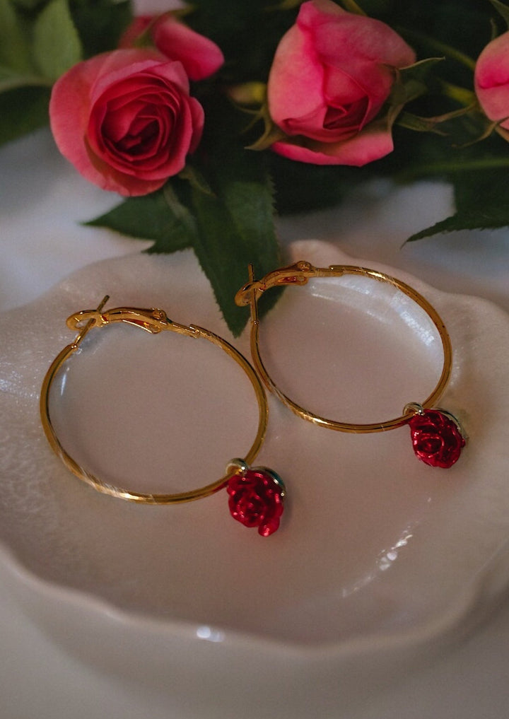 Bella Rose Hoop Earrings