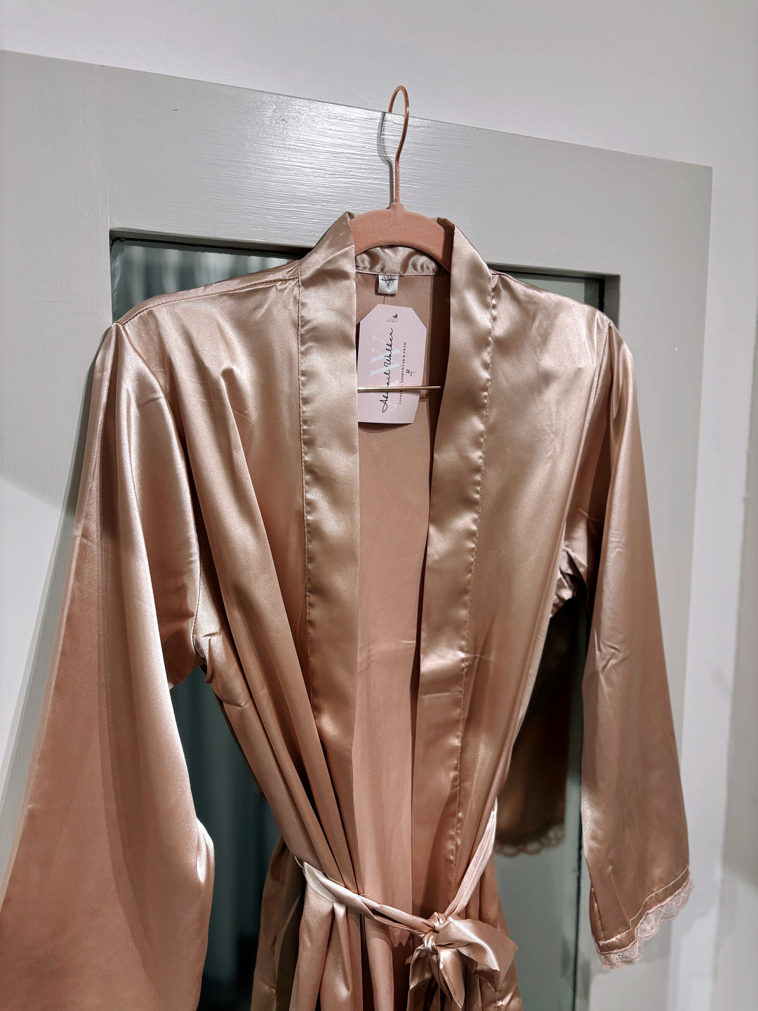 Ophelia Satin Robe With Lace Trim