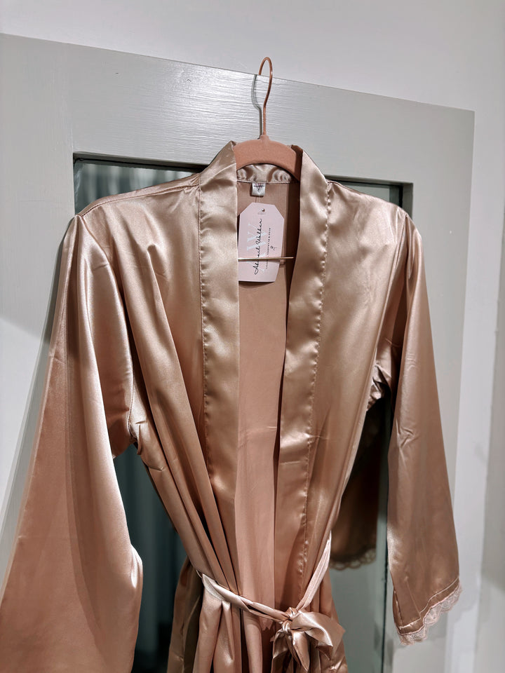 Ophelia Satin Robe With Lace Trim