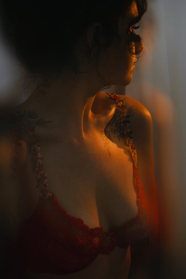 Scarlett Red Underwired Lingerie Set With Floral Straps