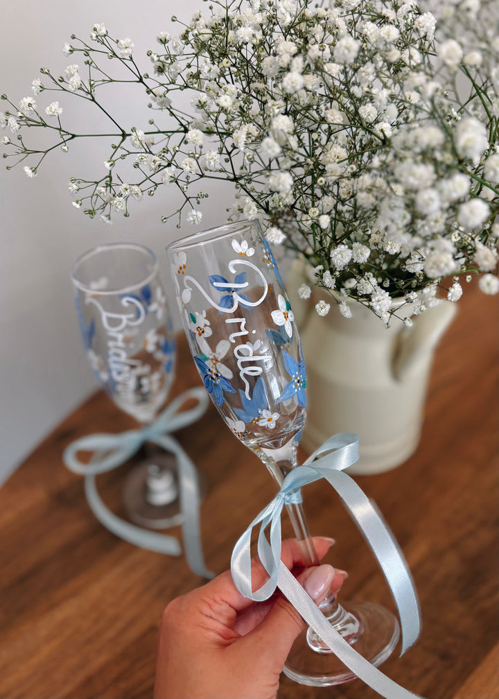 Hand Painted Wedding/ Bridal Glasses