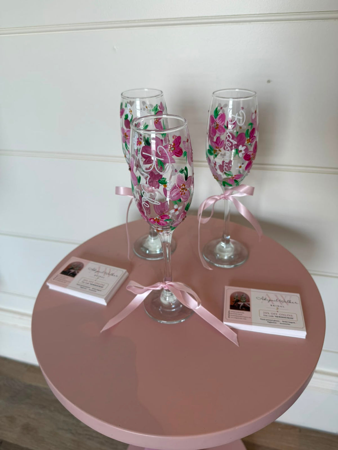 Hand Painted Wedding/ Bridal Glasses With Embellishment