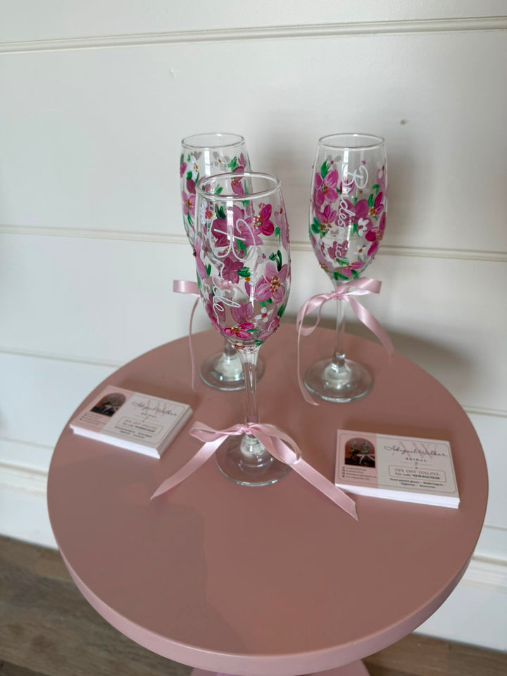 Hand Painted Wedding/ Bridal Glasses With Embellishment