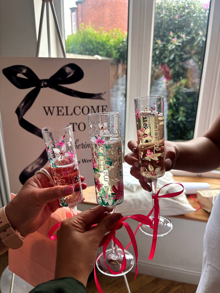 Hand Painted Wedding/ Bridal Glasses