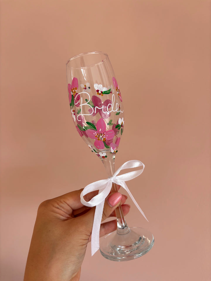 Hand Painted Wedding/ Bridal Glasses With Embellishment