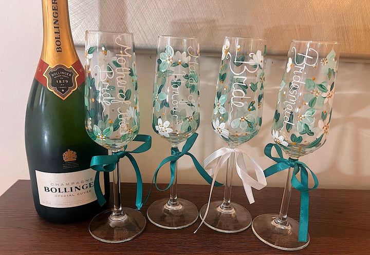Hand Painted Wedding/ Bridal Glasses