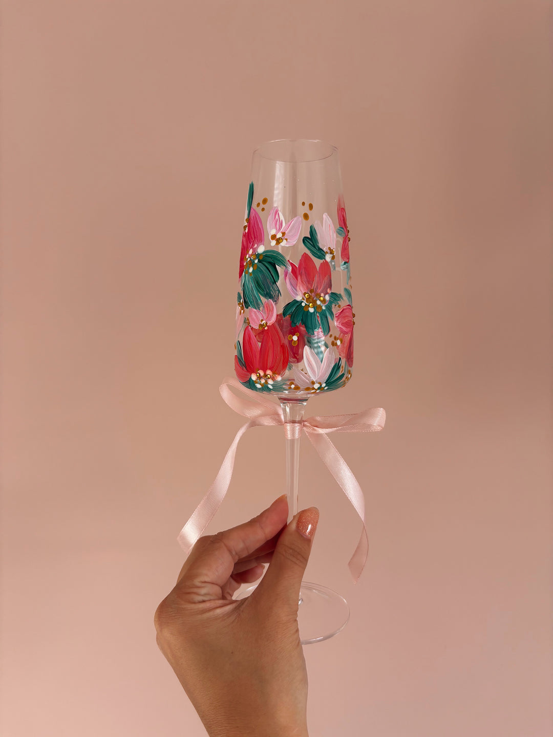 Premium Hand Painted Wedding/ Bridal Prosecco Glasses With Embellishment