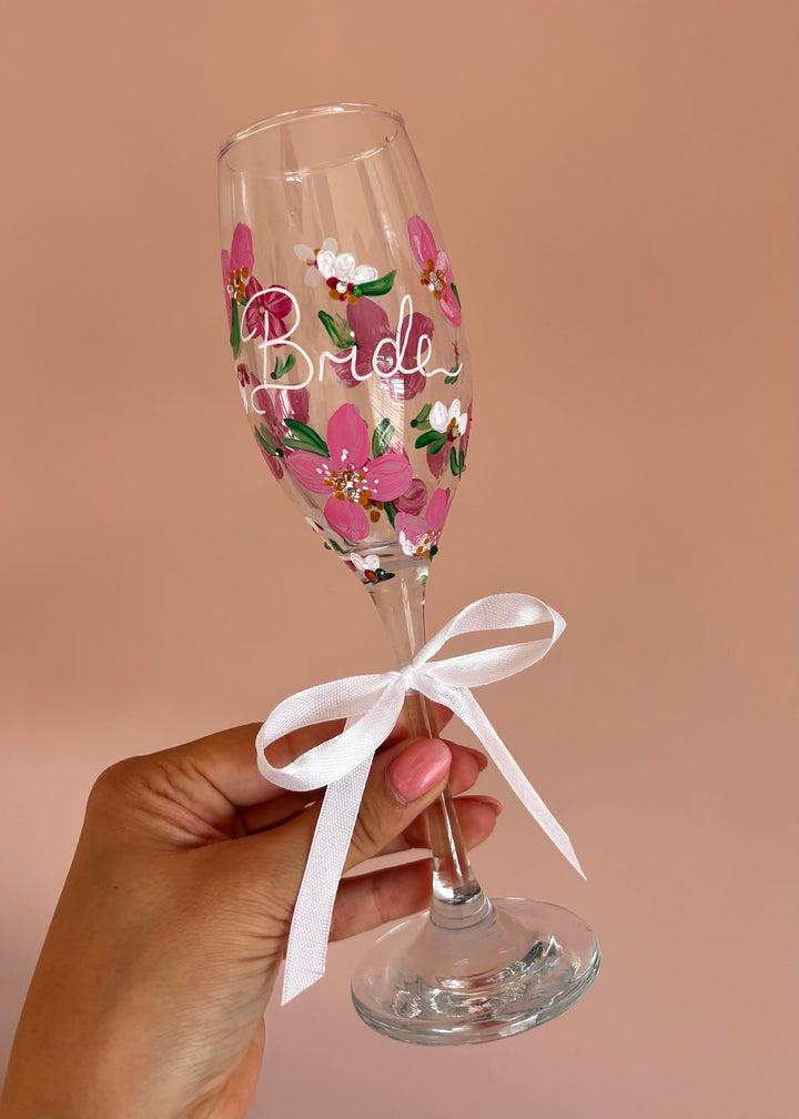 Hand Painted Wedding/ Bridal Glasses With Embellishment