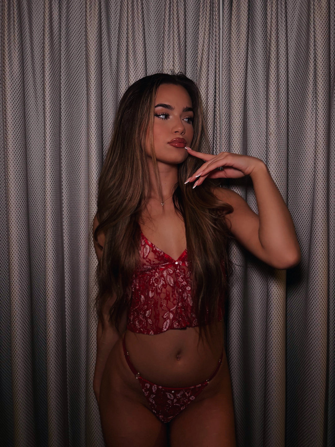 Ruby Red Lace Lingerie Set