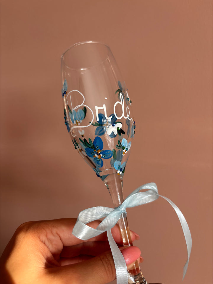 Hand Painted Wedding/ Bridal Glasses With Embellishment