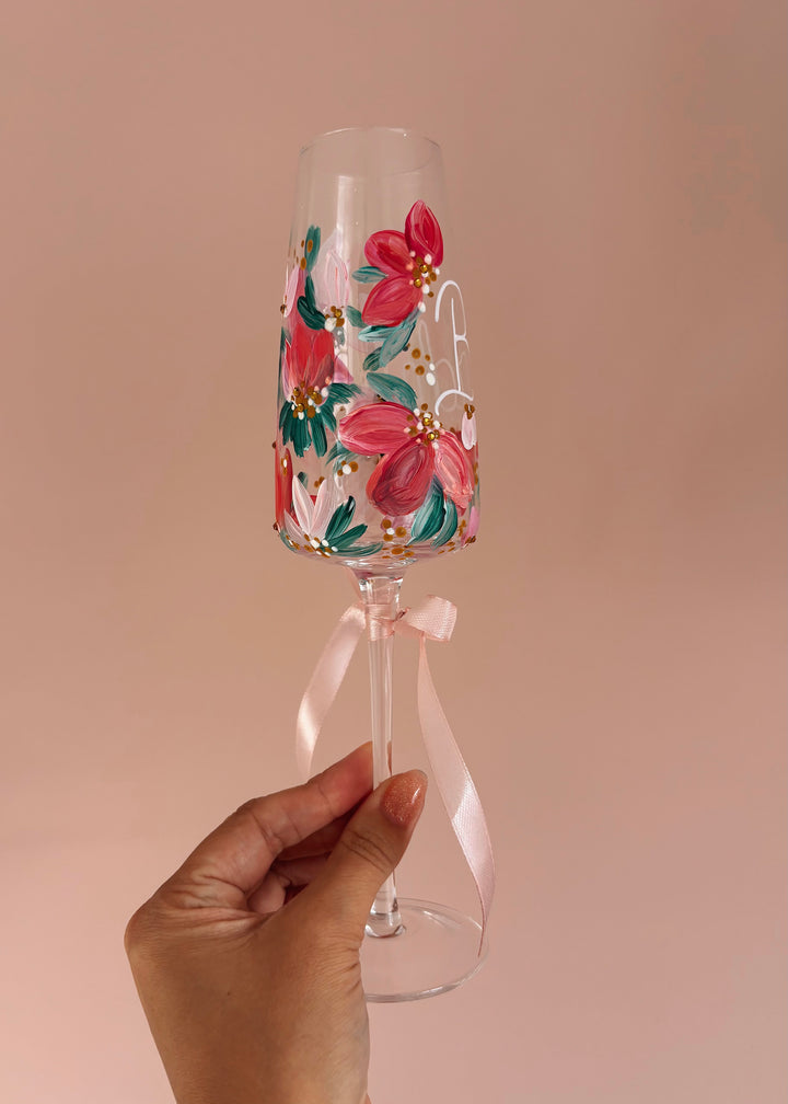Premium Hand Painted Wedding/ Bridal Prosecco Glasses With Embellishment