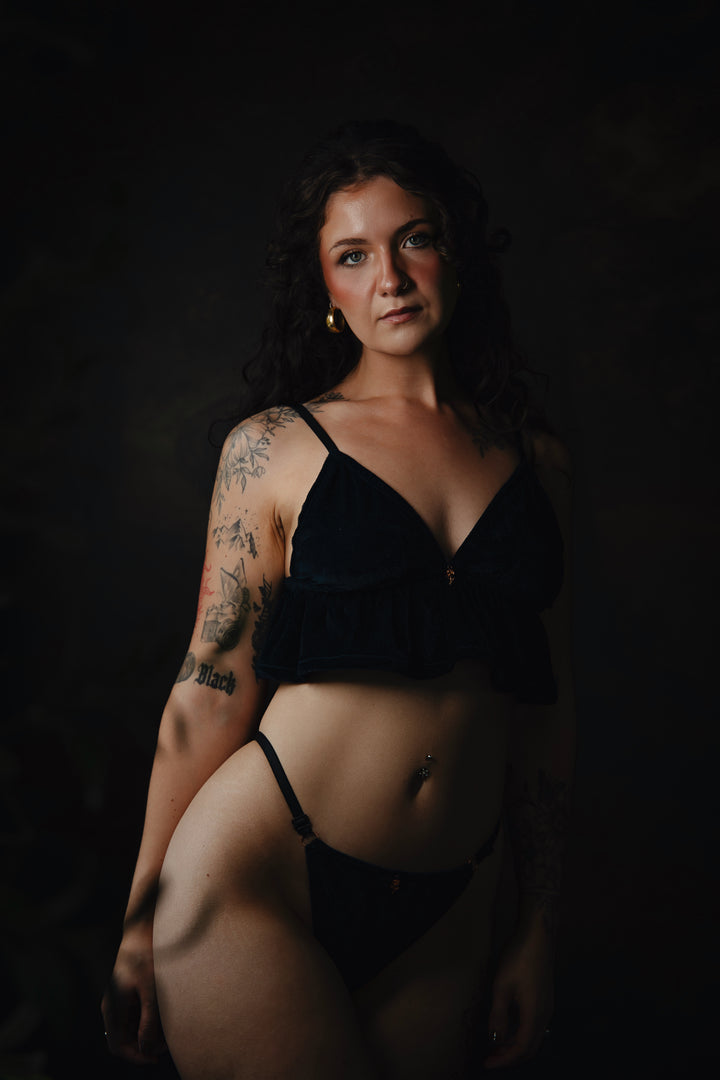 Midnight Muse Velvet Bralette Lingerie Set