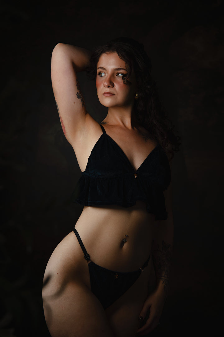 Midnight Muse Velvet Bralette Lingerie Set