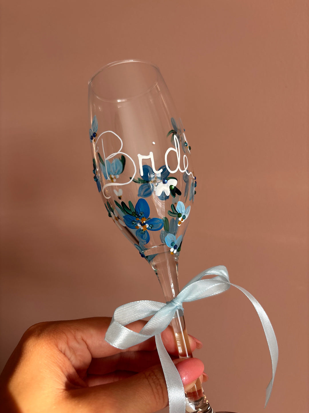 Hand Painted Wedding/ Bridal Glasses With Embellishment